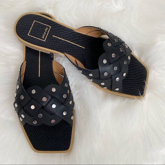 Dolce Vita Shoes - NIB DOLCE VITA Size 8 Square Toe Studded Sandal Flats Black